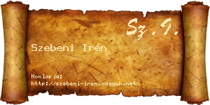 Szebeni Irén névjegykártya